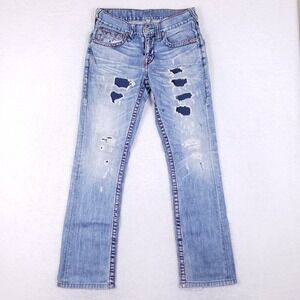True Religion Distressed Straight Leg Jeans 29 Blue